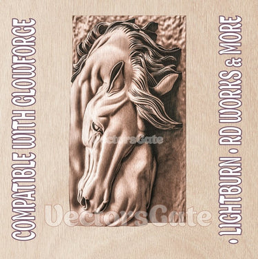 HORSE HEAD 3d illusion & laser - ready file 3DWave.us